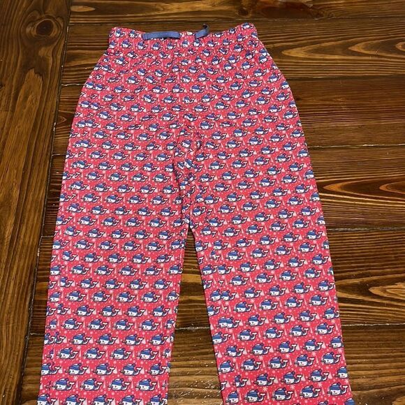 Vineyard Vines Girls Pink and Regatta Blue Snow Whale Sleeping Pants - Picture 3 of 7